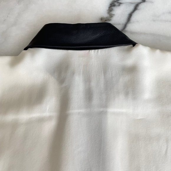 Parker Silk Blouse with Leather Collar and Trim - Picture 13 of 14